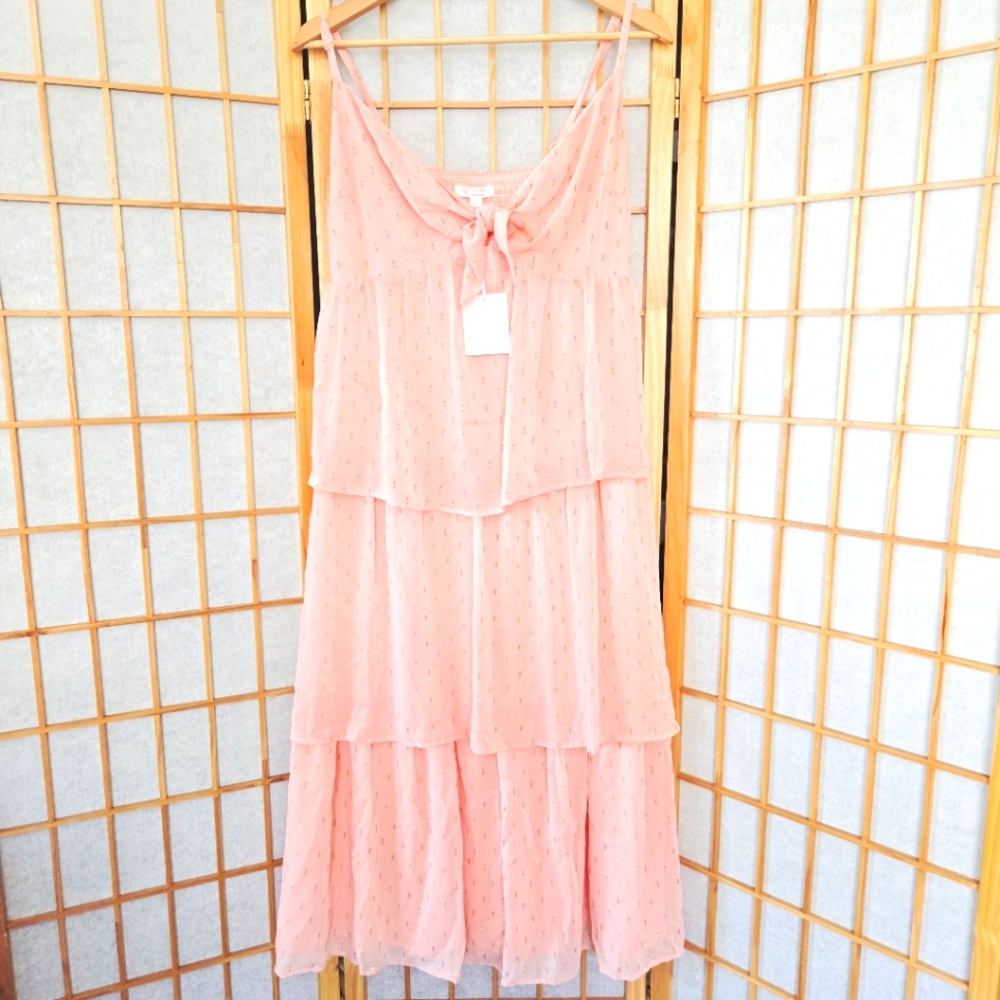 LC Lauren Conrad Pink Shimmer Front Tie Dress (M)